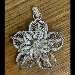 Silver Filigree Flower Pendant